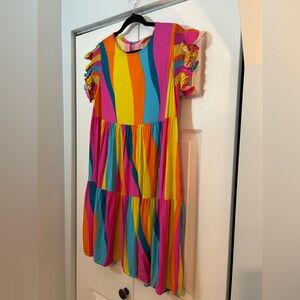 🌝 Colorful Haptics Babydoll Dress – Festival / Boho – 36” – Fits Large to XL